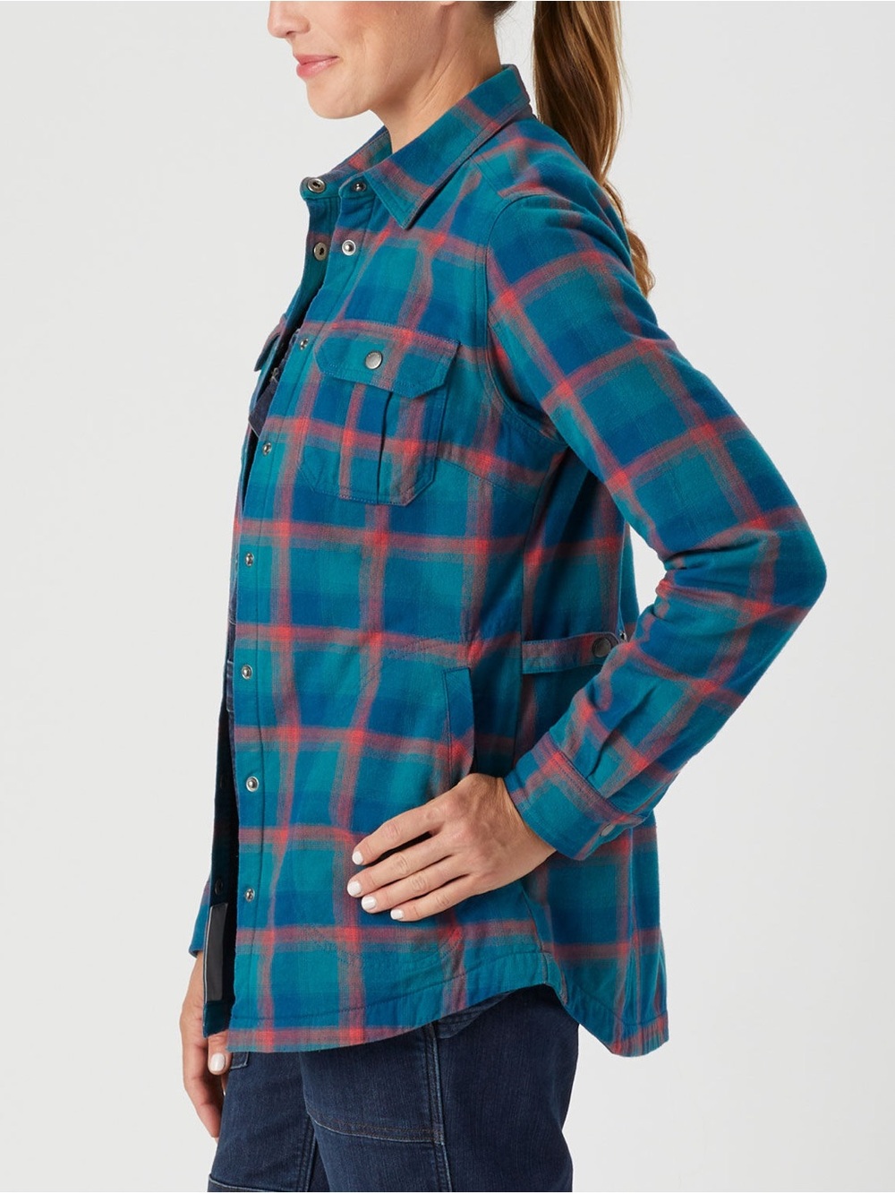 Duluth Trading Company fleece-lined flannel shirt jacket - blue plaid